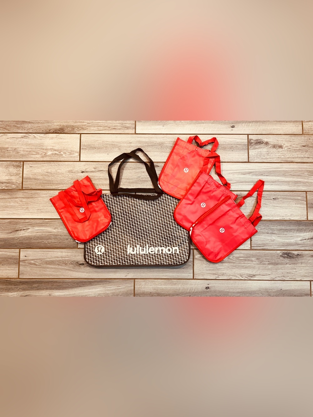 Lululemon Red Small Tote Bag Extra Large Tote Bag Bundle